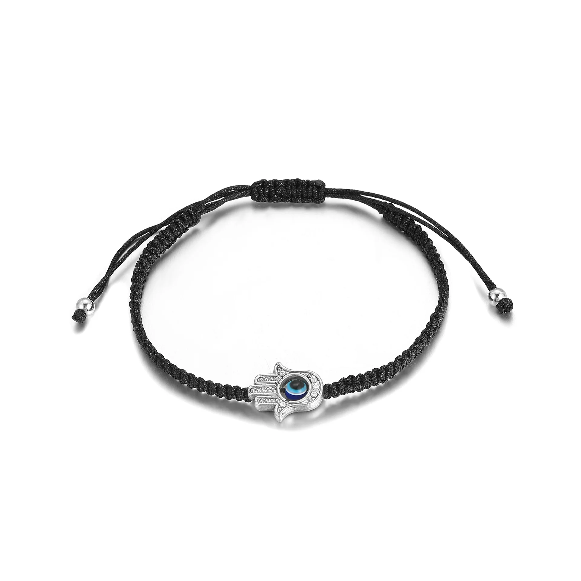 New Prayer Hand of Fatima Evil Eye Braided Bracelet Black Color Nylon Thread Lucky Couple