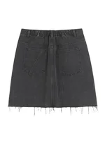 GIBSIE Plus Size Black rivet diamond denim skirt Women's summer high waist korean retro a-line bodycon raw hem mini skirts - Image 2