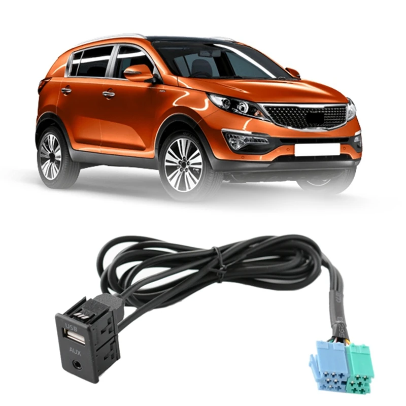 Car Radio Extension AUX USB Cable Wiring Panel USB AUX Switch for Hyundai Kia Sportage Akihabara