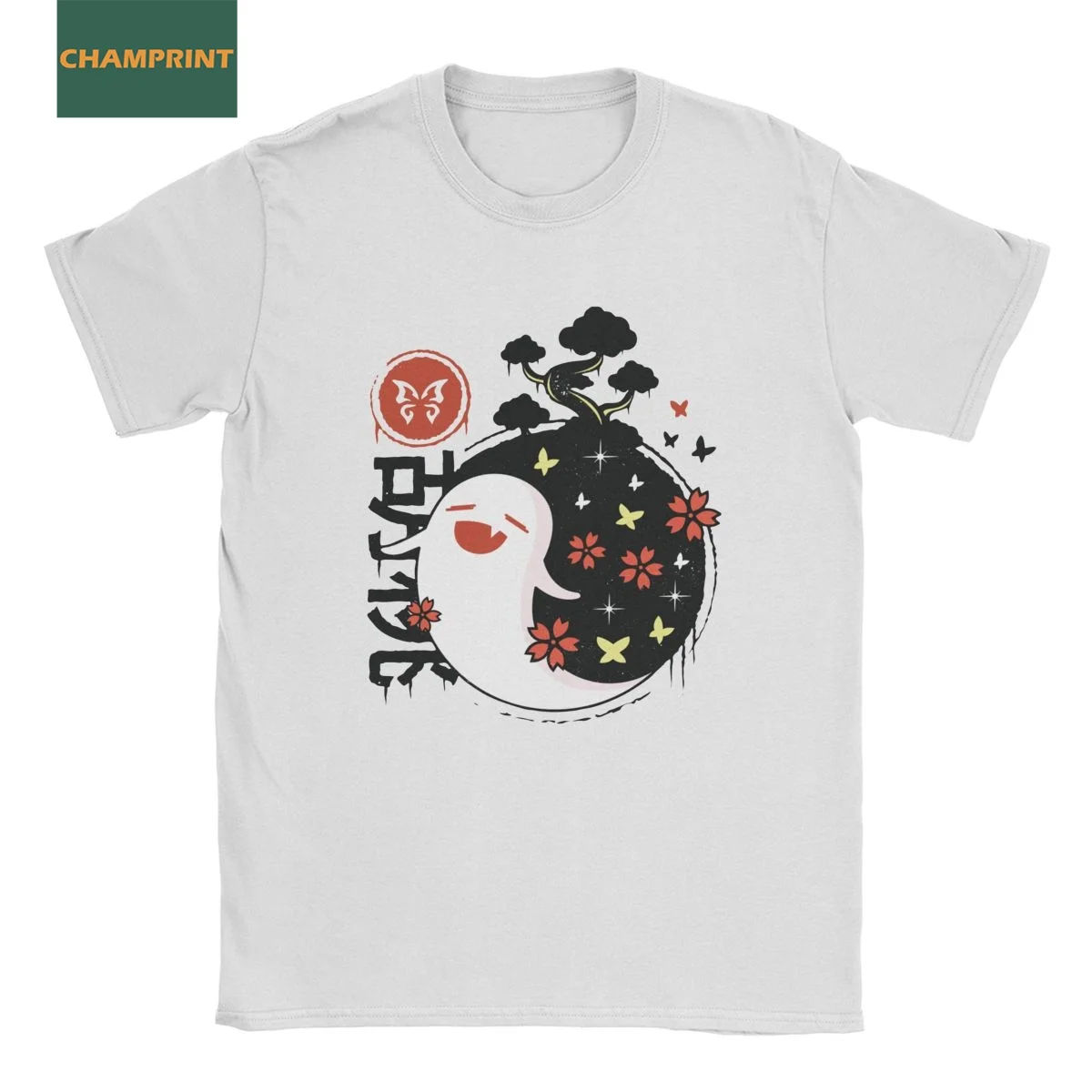 

Unique Genshin Impact Hu Tao Ghost T-Shirt Men O Neck Pure Cotton T Shirt Short Sleeve Tees Big Size Tops