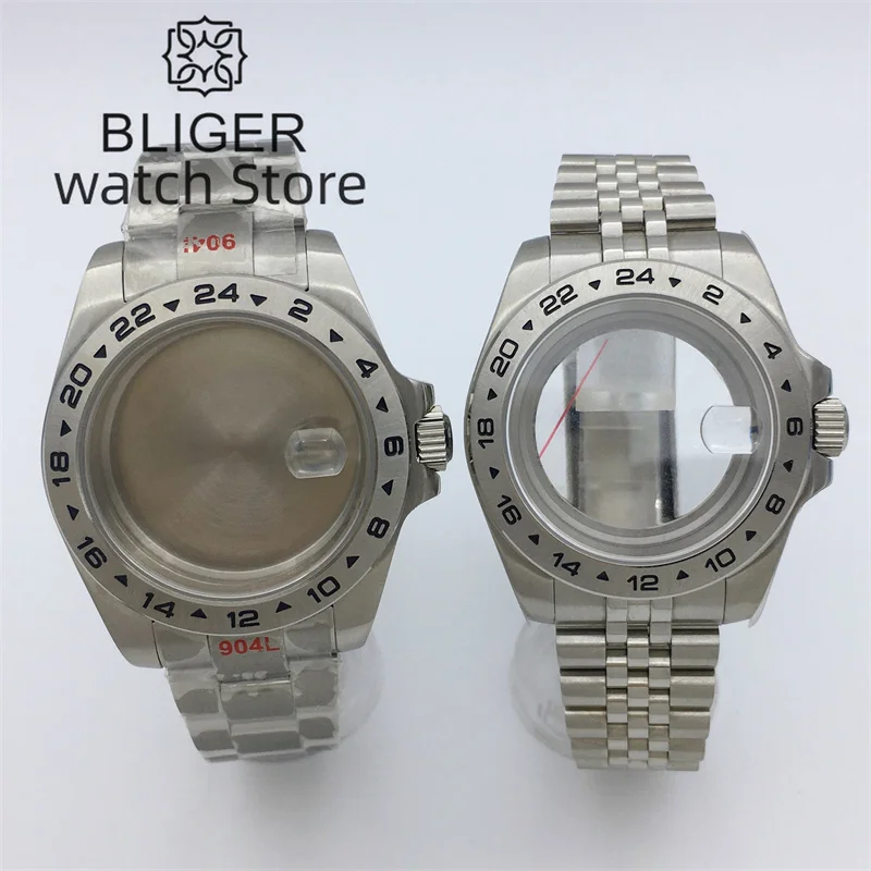 BLIGER 40 мм/43 мм Explorer 2, однотонный ободок, сапфировое стекло подходит для NH34 NH35 NH36 ETA2824 PT5000 Miyota DG2813 3804, движение