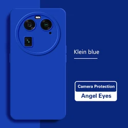 High - Quality Liquid Silicone Phone Case with Camera Protection and Angel Eyes Design for OPPO Find X6 (Klein Blue)