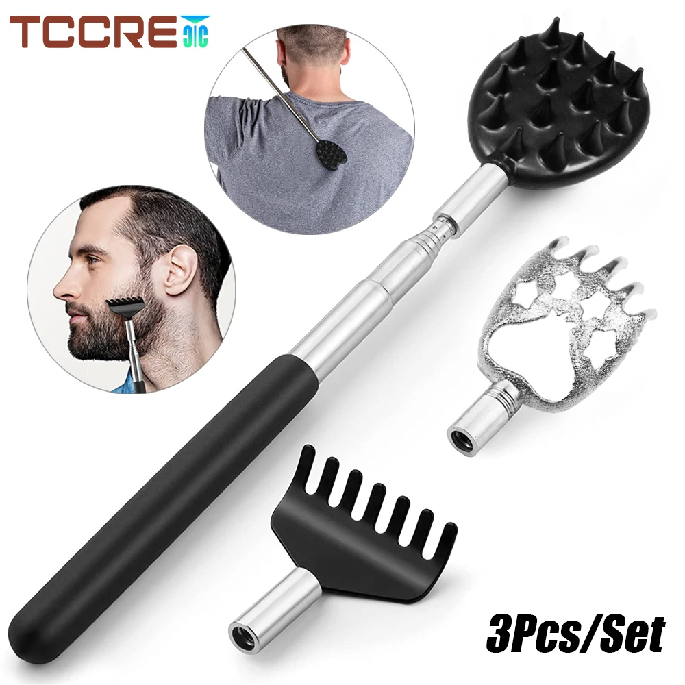 3Pcs/Set Back Scratcher Telescopic Scratching Back Scratcher Massager Kit Scraper Extendable Telescoping Itch Massage Relaxation
