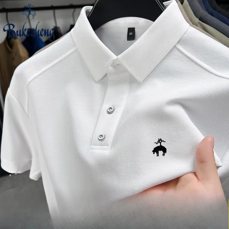 New Summer Men's Polo Shirt Brand High-quality Printed T-shirt Pattern Short Sleeved Street Casual Business Polo Shirt