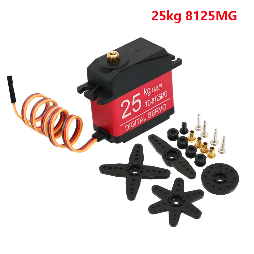 Gros plan sur les engrenages métal d'un servo numérique étanche 30KG pour usage intensif en RC.