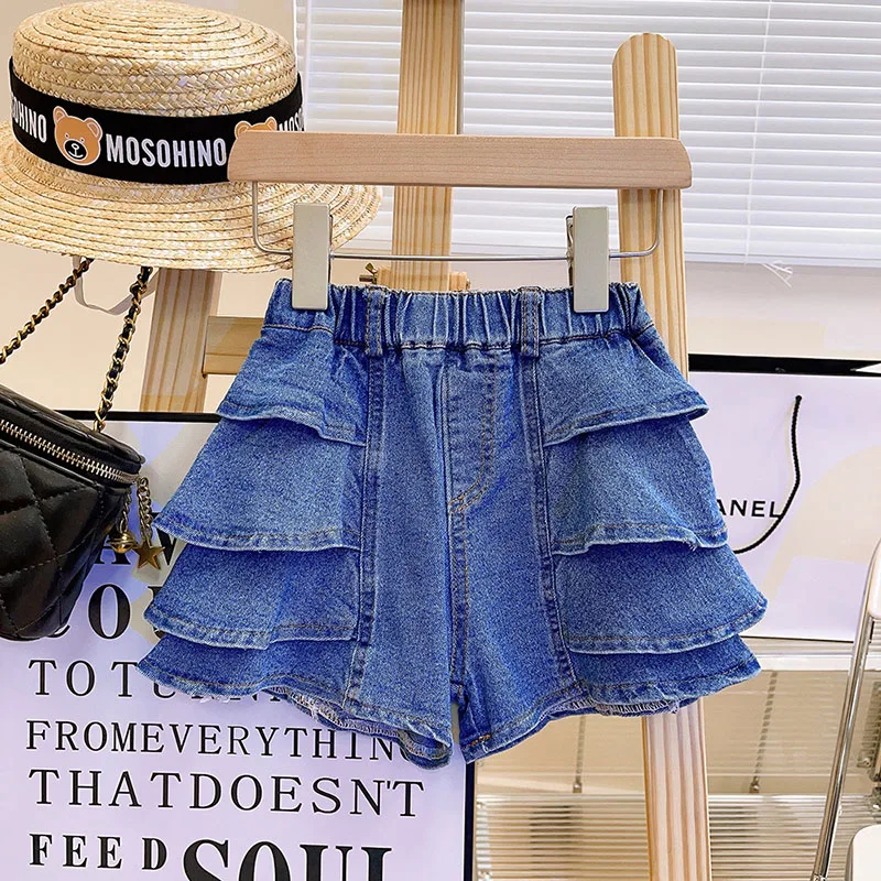 Kids Denim Shorts Cute Solid Color Jeans Pants