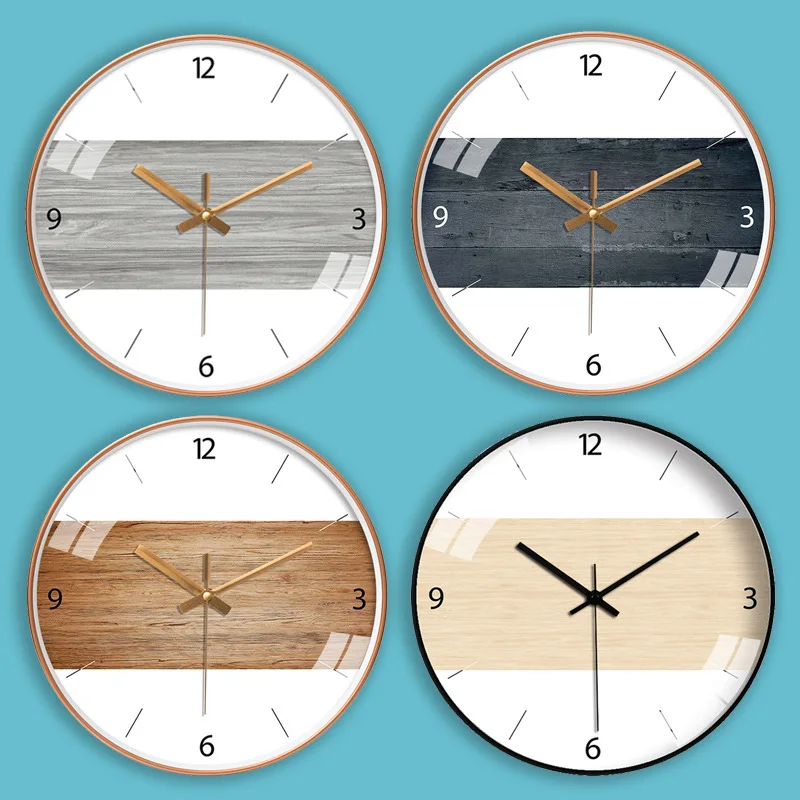 

Nordic 12inch Wood Pattern Clock Modern Design Living Room White Silent Home Nordic Clock Luxury Children Room Decoration