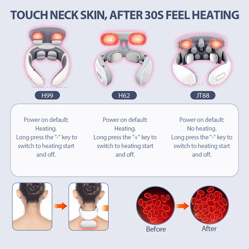 TENS Pulse Neck Massage Household Cervical Spine Massager Wireless Smart Sholder Cervical Massager Heating Muscle Punch Beating - immagine 4
