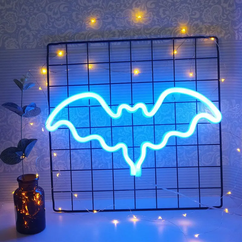

Colorful Bat Shaped LED Neon Lamp for Home Wall Decor - A Vibrant and Eye-Catching Neon Sign Light