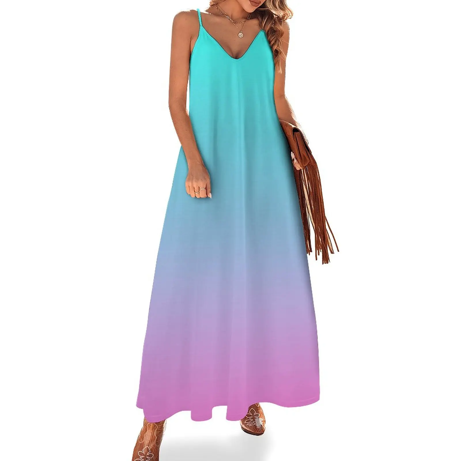 

mermaid colours pastel fuchsia pink turquoise aqua blue Sleeveless Dress Women's summer dresses party dresses women