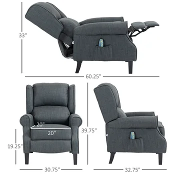 Relaxing Fabric Heated Massage Chair Vibrating Recliner Sofa With Remote Control 3