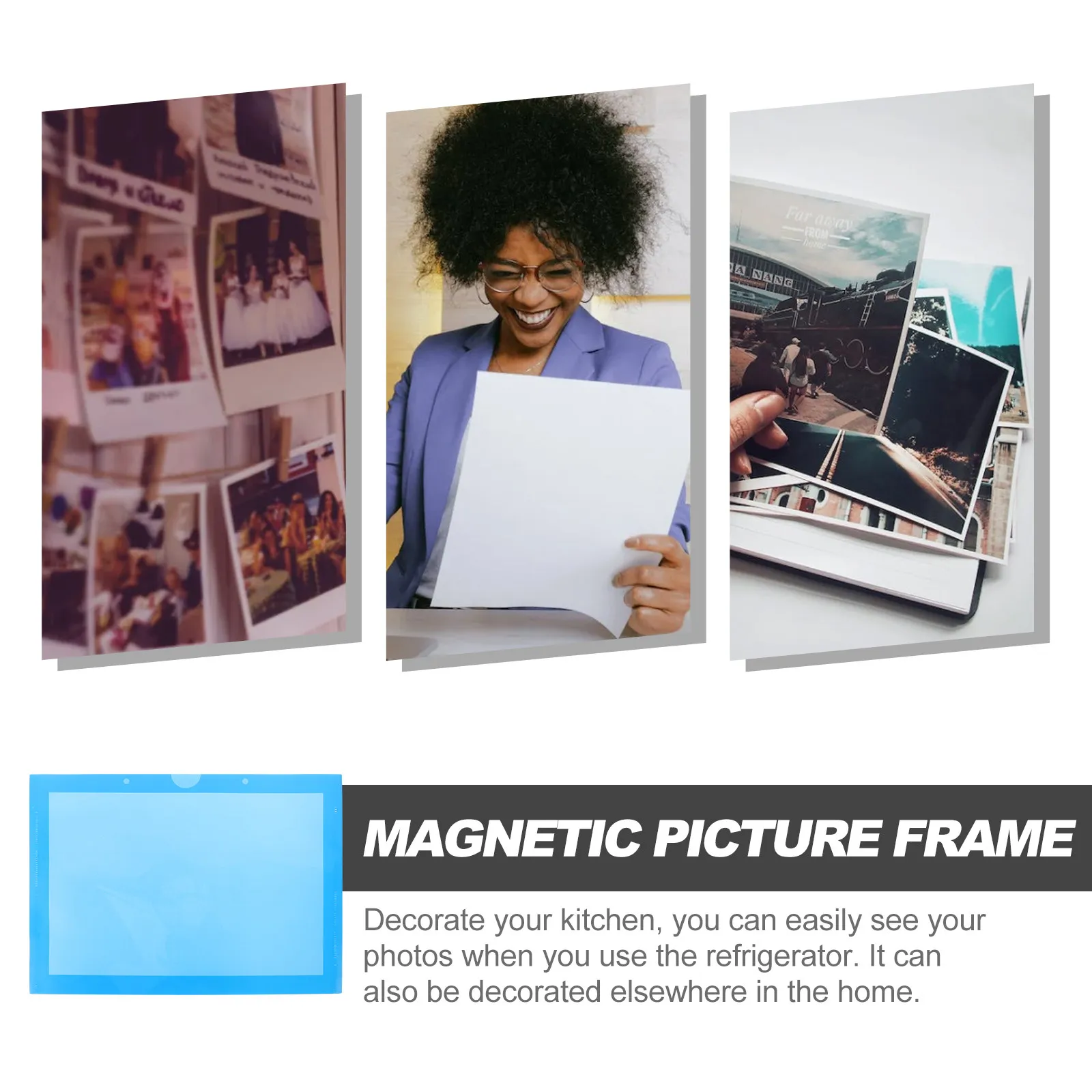 자석 사진 프레임 냉장고 사진 프레임 자석 PP 소재 자석 사진 홀더 주방 냉장고 장식