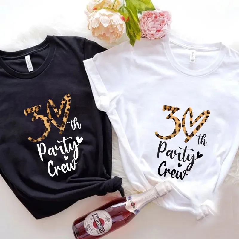 

T Shirt for Women 30th Party Crew Graphic Print Oversized T-Shirt 30th Birthday Gift Tshirt Short Sleeve Tee Female Clothing Top