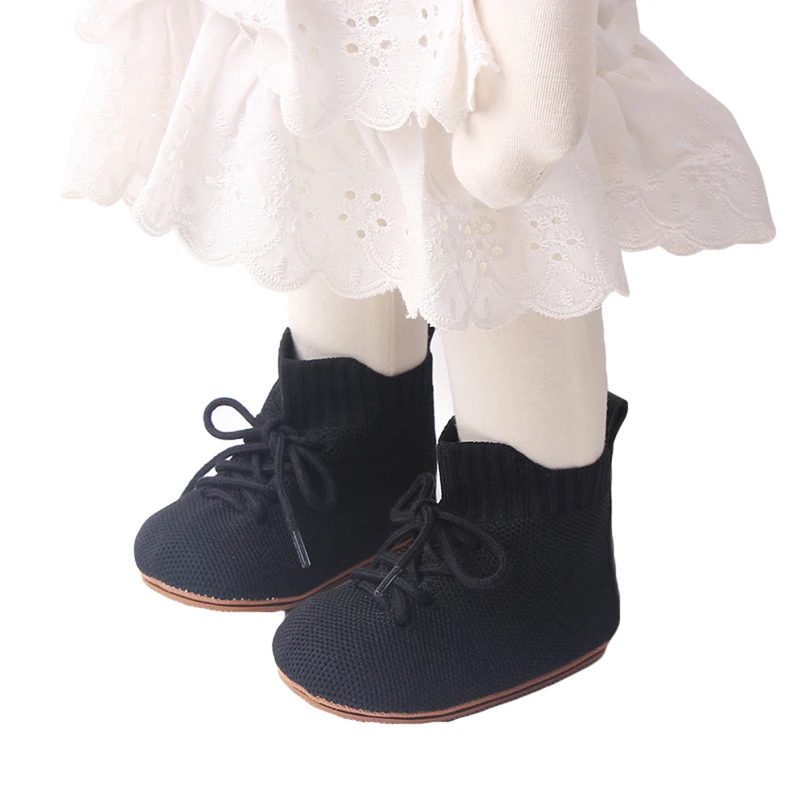 

3-11M Baby Girls High Top Shoes Solid Color Soft Sole Non-slip Bandage Flat Shoes for Newborn Infant Toddler First Walkers Shoes