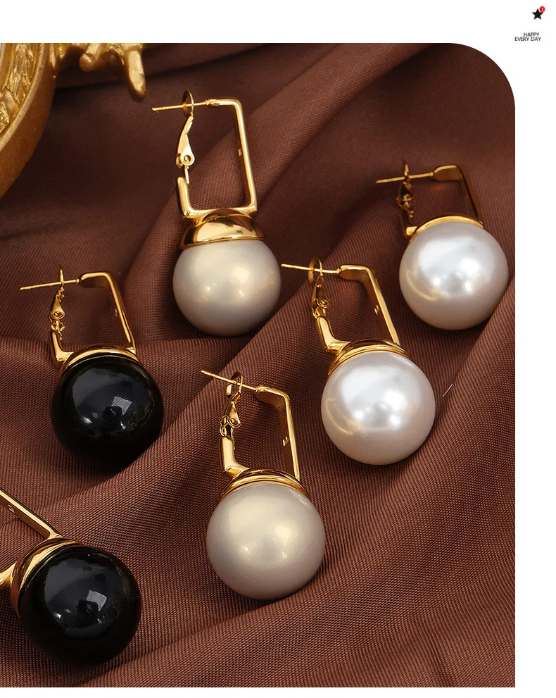 Edelstahl Ohrringe für Frauen runde große Muschel Anhänger Ohr stecker vergoldet kein verrosteter eleganter Schmuck – Detail 9