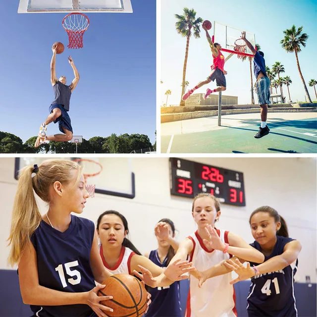 1-3X Standard Basketball Net Durable Polypropylene Fiber Outdoor Sports Basketball Tri-Color Basketball Net Mesh Replacement 3