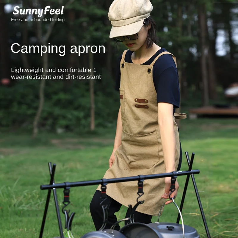 Outdoor Waterproof Thickened Camping Breathable Camping Apron Cotton Canvas Apron Picnic Apron Picnic Work Clothes sleeveless apron lace cotton apron household kitchen waterproof and oil proof