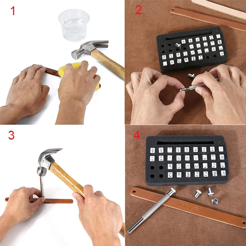 Leather Stamping Tools 36Pcs Steel Alphabet Letter Number Stamp Punch Set 3.5mm/6.5mm for DIY Leather Craft