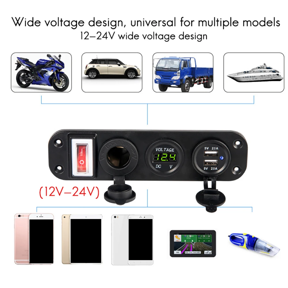  USB   ܼƮ LED а   ġ,  RV , 4  1   г, 12V