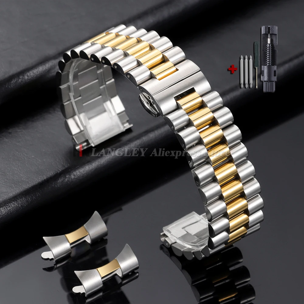 Universal Solid Stainless Steel Watch Strap - Premium Curved End Wristband