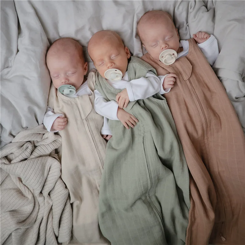 Spring Summer Solid Infant Zipper Sleepsacks Boy Girl Baby Thin Sleeveless Vest Sleepbag Kid Cotton Quilt Newborn Clothes