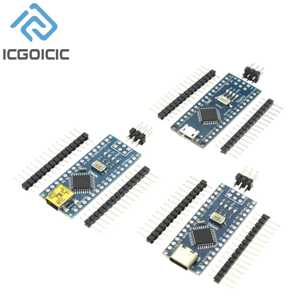 Nano 3.0 avec contrôleur Compatible avec chargeur de démarrage Mini/type-c/Micro USB CH340 pilote USB 16Mhz ATMEGA328P/PB pour Arduino