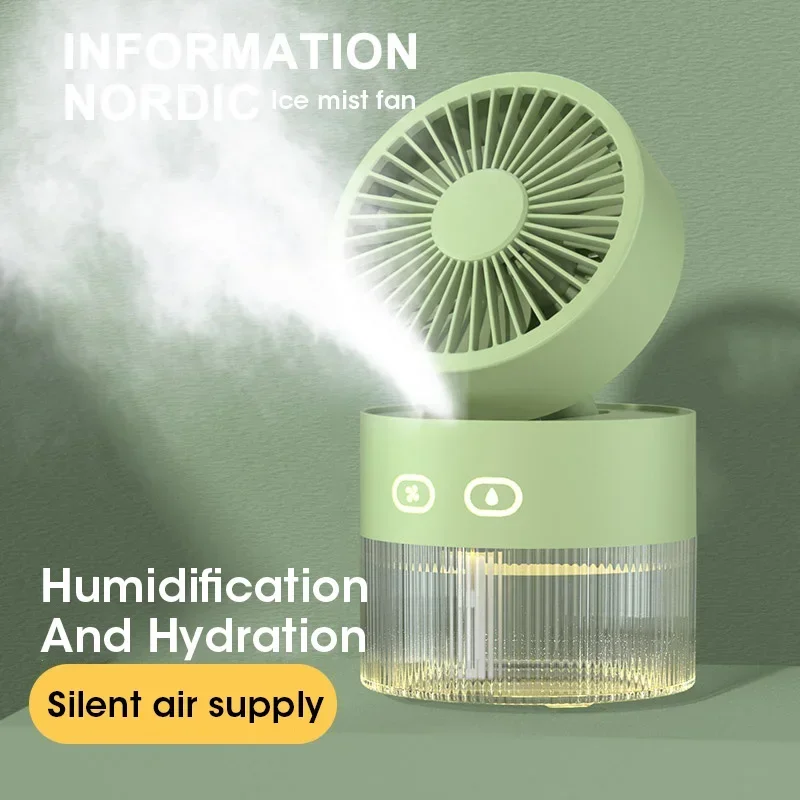 Portable USB Mist Cooling Fan Desktop Humidifier with LED Light for Home Office Computer Monitor Use