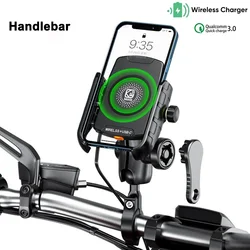 Wireless Charging Motorcycle Phone Holder with Quick Charge 3.0 (M9S - 1 Handlebar)