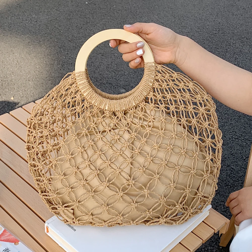 Summer Handmade Bags For Women Beach Weaving Ladies Straw Bags Hollow