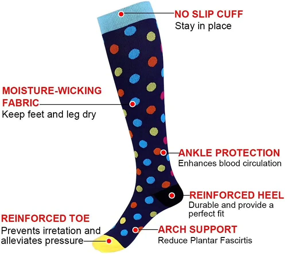 3/5/6 Compression Socks Marathon Rugby Exercise 20-30mmhg Sports Socks Varicocele Pain Relief Calf Swelling Elastic Knee Socks