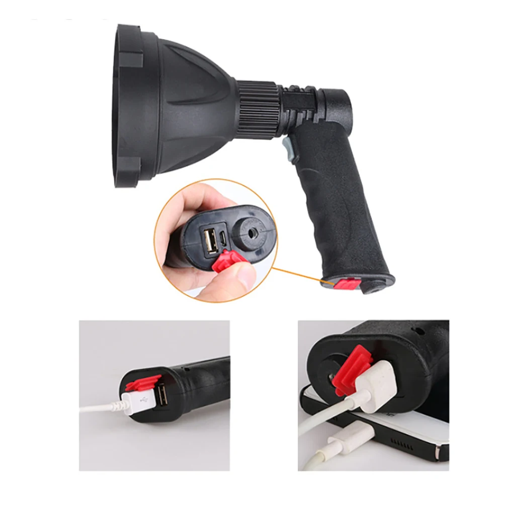 Handheld Spotlight Portable Flashlight with Tripod Rechargeable Torch
