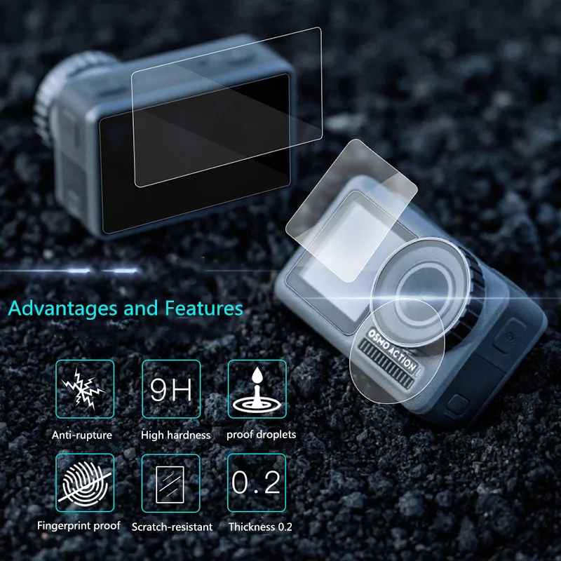 3pcs/set Tempered Glass Films Lens Screen Explosion-proof Protection Film for DJI OSMO Action 1 2 3 4 Sport Camera Accessories 5