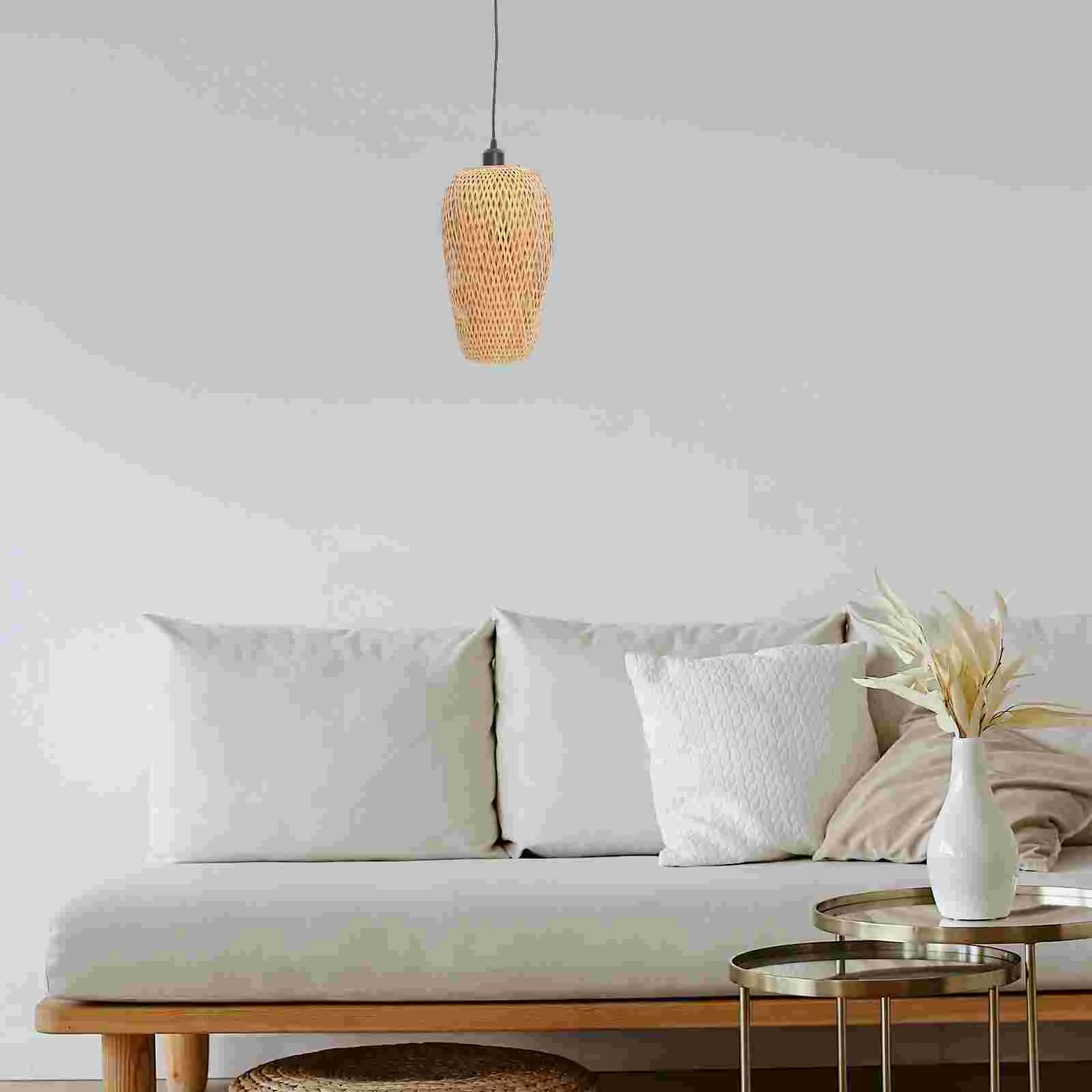 

Подвесная лампа светильник, Потолочная плетеная деревенская подвесная люстра для фермерского хозяйства, светодиодная плетеная винтажная Ночная ротанговая японская шаровая купольная лампа