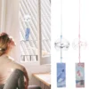Portable Fan Glass Wind Chimes Coasters Decorative Pagoda Blue Japanese Hanging 2