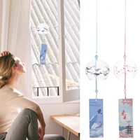 Portable Fan Glass Wind Chimes Coasters Decorative Pagoda Blue Japanese Hanging 2