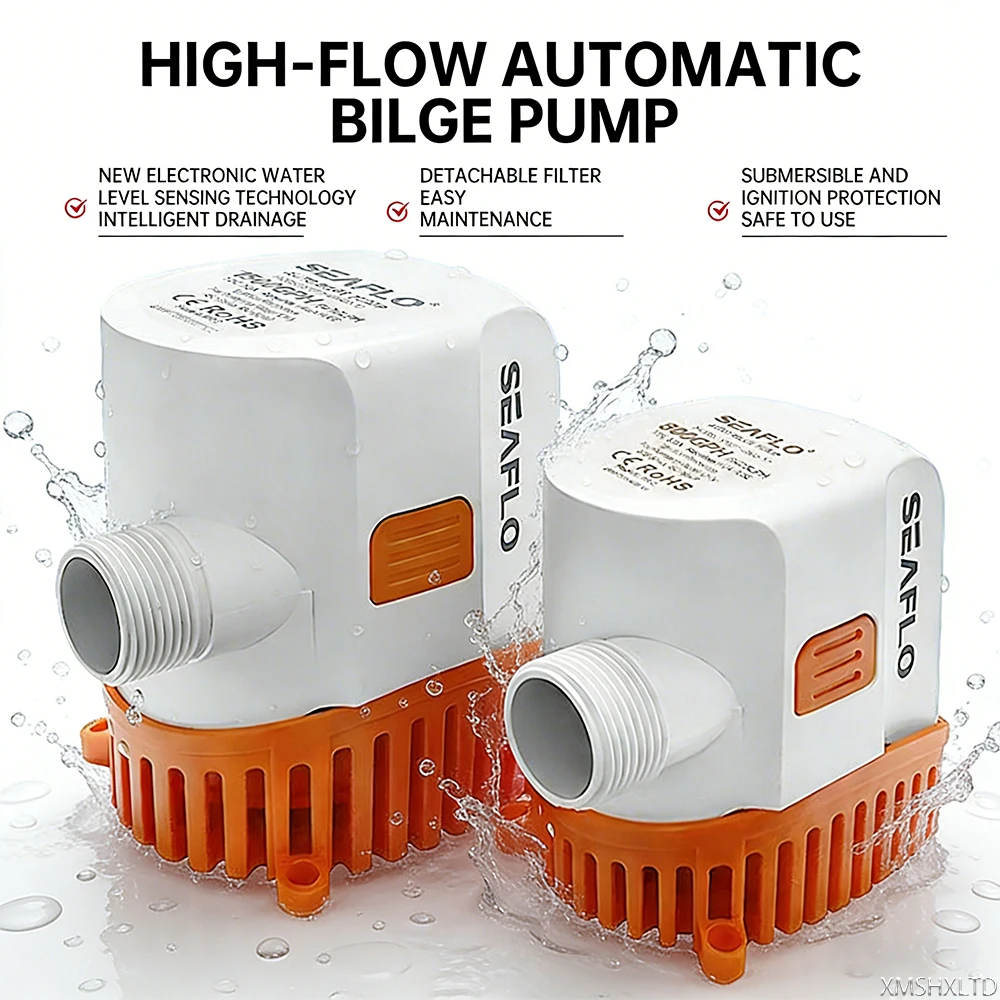 ปั๊มจุ่มใต้น้ำ DC12V/24V แบบไหลแรง, ปั๊มระบายน้ำอัตโนมัติสำหรับเรือ, ปั๊มน้ำสำหรับตู้ปลาและปั๊มเปลี่ยนน้ำ 1