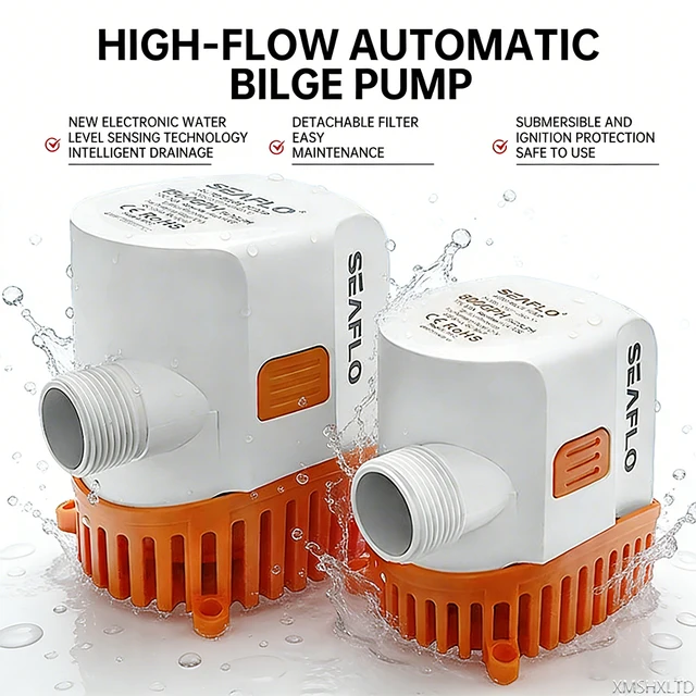 ปั๊มจุ่มใต้น้ำ DC12V/24V แบบไหลแรง, ปั๊มระบายน้ำอัตโนมัติสำหรับเรือ, ปั๊มน้ำสำหรับตู้ปลาและปั๊มเปลี่ยนน้ำ 1