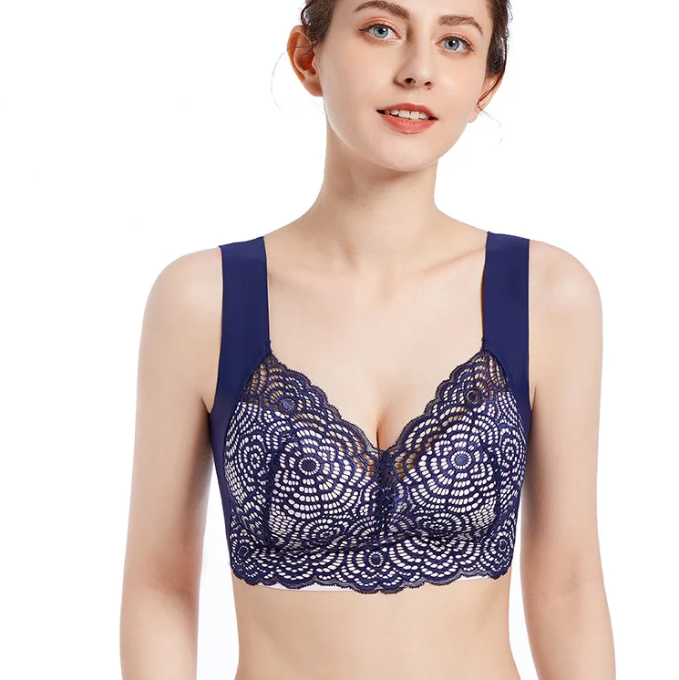 Traceless Large Size Bra For Women Lace Thin Wireless Vest Sports Sleep Push Up Bras Lingerie