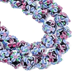 Colorful Rose Flower Petal Glass Beads for DIY Jewelry Making, 3pcs Set (Black blue)