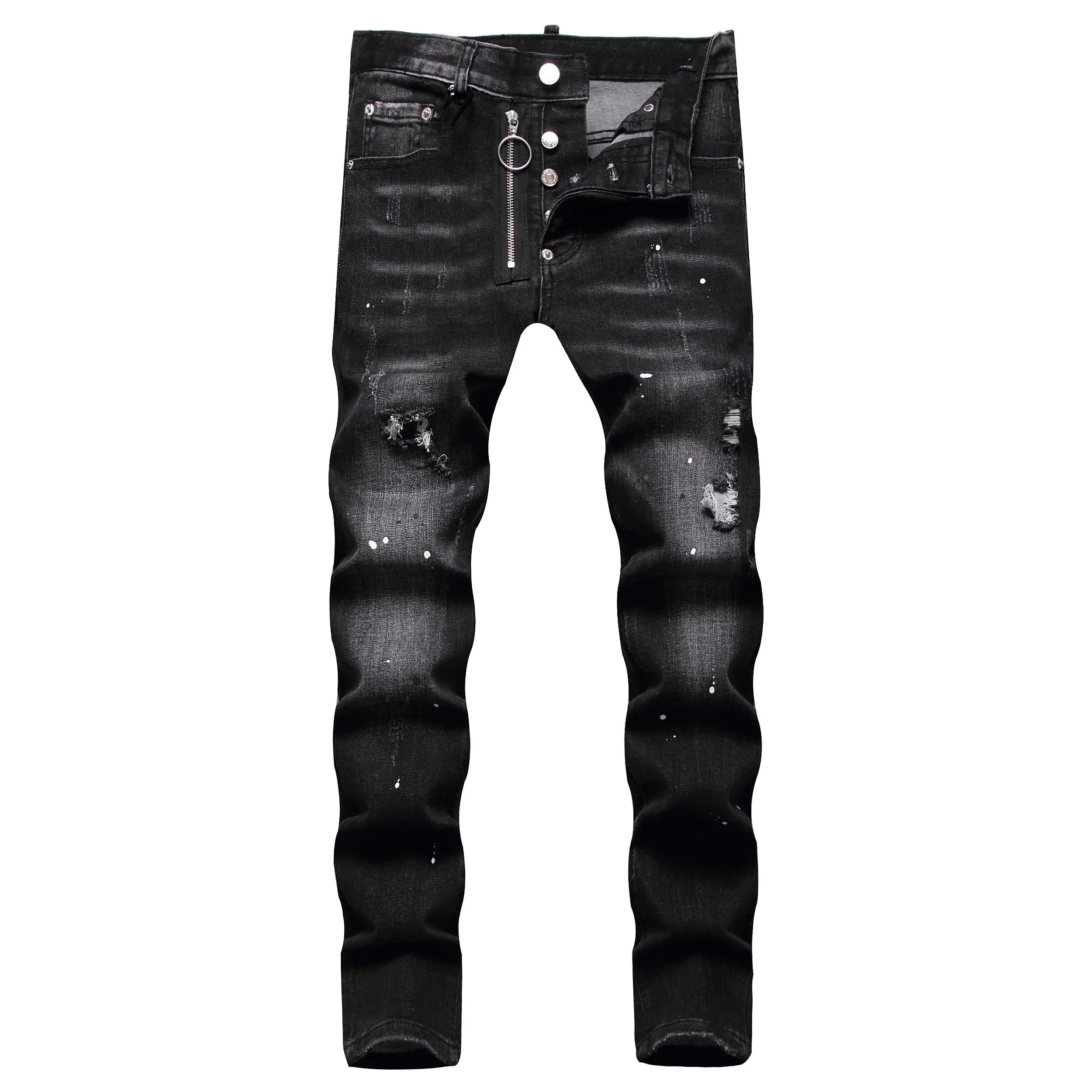 Mens Stretch Skinny Jeans Quality Men Classic Luxury Brand Blue Denim Pants Male Street Slim Fit Ripped Jeans Size 44-54