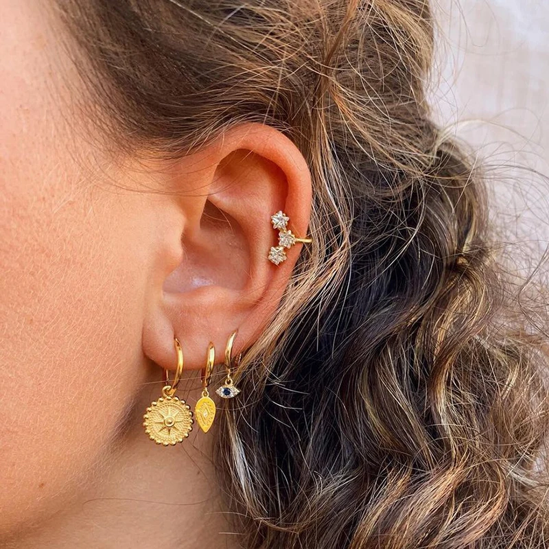 CRMYA Boho Round Coin Cubic Zirconia Silver Gold Plated Fashion Earrings for Women Dangle Drop Earrings Jewelry with dangle earrings drop earrings