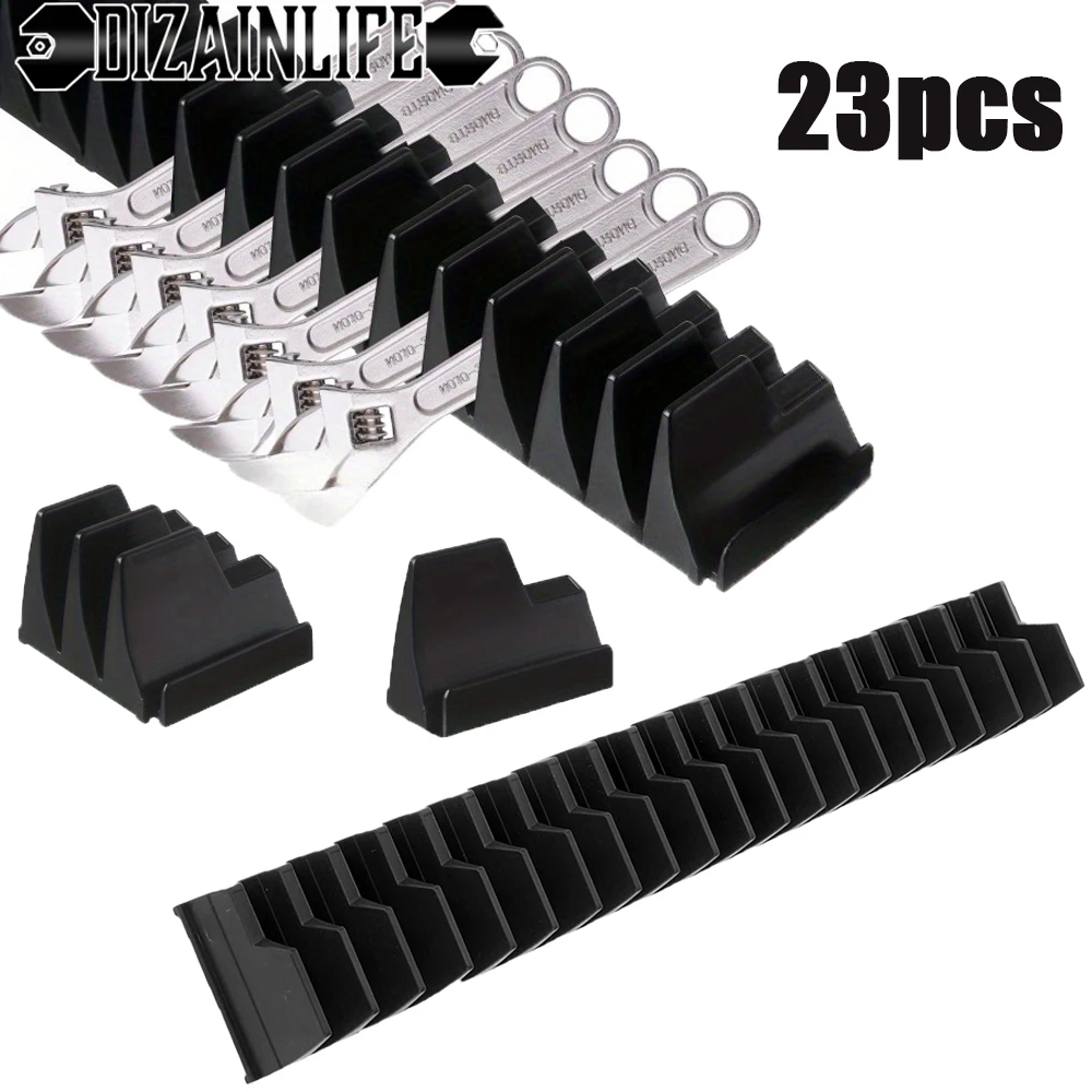 Magnetic Wrench Organizer Rack for Toolbox Magnetic Wrench Holder Wrenches Drawer Storage Shelf 23 PCS Compact ABS Holder wrench organizer