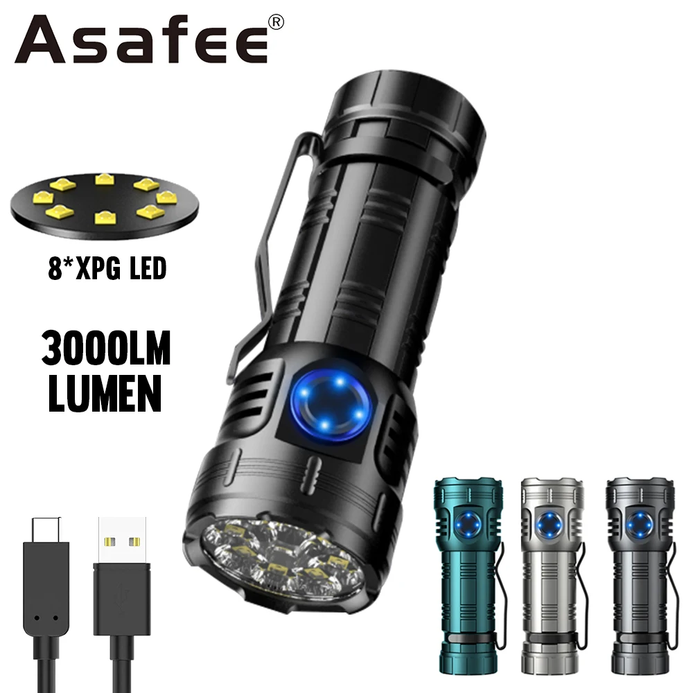 

Asafee F82 XPG LED 3000LM Floodlight Steel Flashlight Tail Magnetic Lamp SOS Red Light Rechargeable Torch Pen Clip Camp Climing