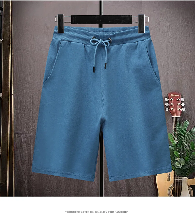 Top Quality 100% Cotton Summer Brand New Korean Street Casual Shorts Fashion Men Drawstring Slim Trousers Sports Men Clothing