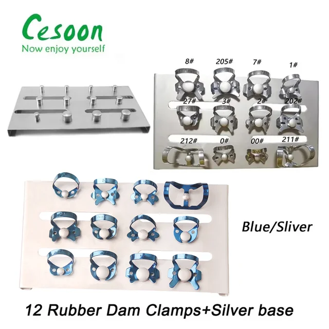 1 Set Dental Endodontic Rubber Dam Clamps Restorative Stainless Steel Barrier Clip Holding Tray Dentist Surgery Endodontic Tools