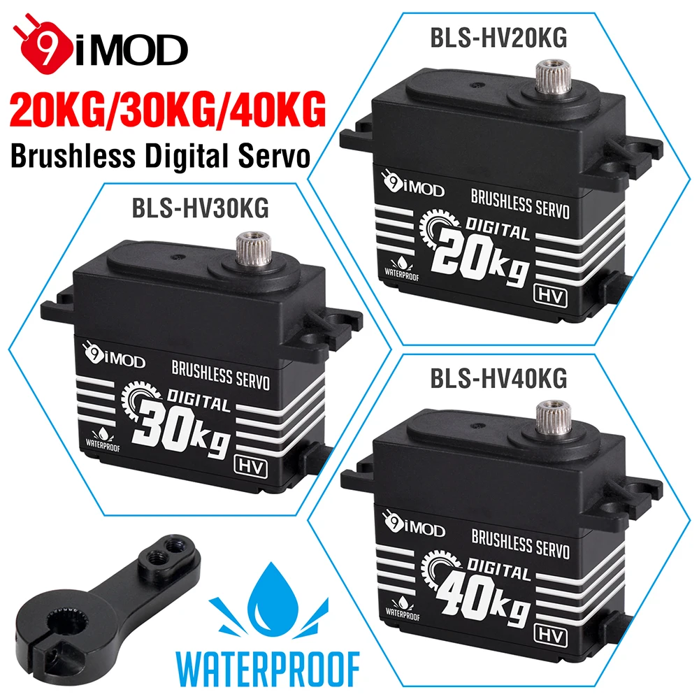 9imod Brushless Servo 20/30/40KG Aluminum Alloy Case Waterproof Digital Metal Gear Servo for 1/8 1/10 RC Crawler Car Boat DIY