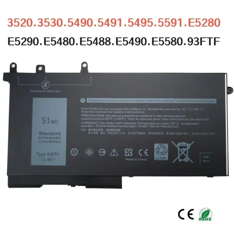 

100% Оригинальный аккумулятор 4200 мАч для ноутбука DELL Latitude 3520 3530 5490 5491 5495 E5280 E5290 E5480 E5488 E5490 E5580 93FTF