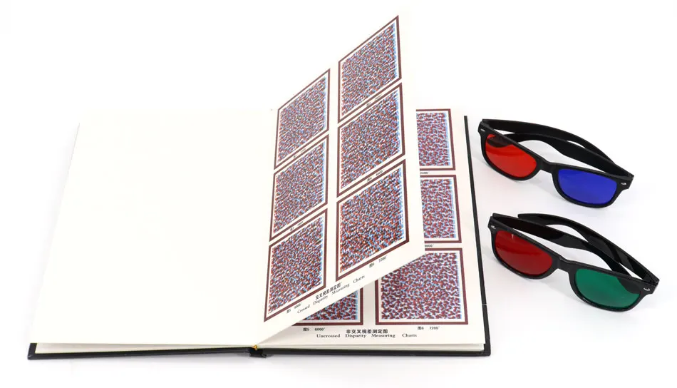 Random-dot Stereograms Comprehensive Visual Test Charts Book Color Blindness Astigmatism Amsler Test Chart with Eyeglasses