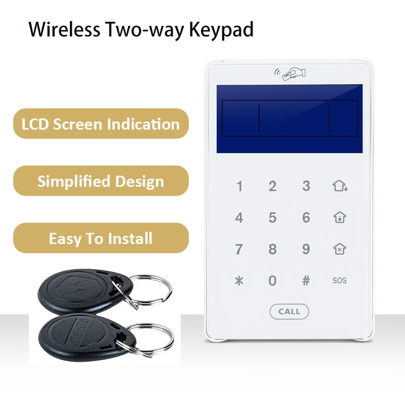 868MHz Two-way Communication Password Keyboard Touch Keypad RFID Tag Reading Tag Arm/Disarm for Focus Alarm System ST-VGT HA-VGW
