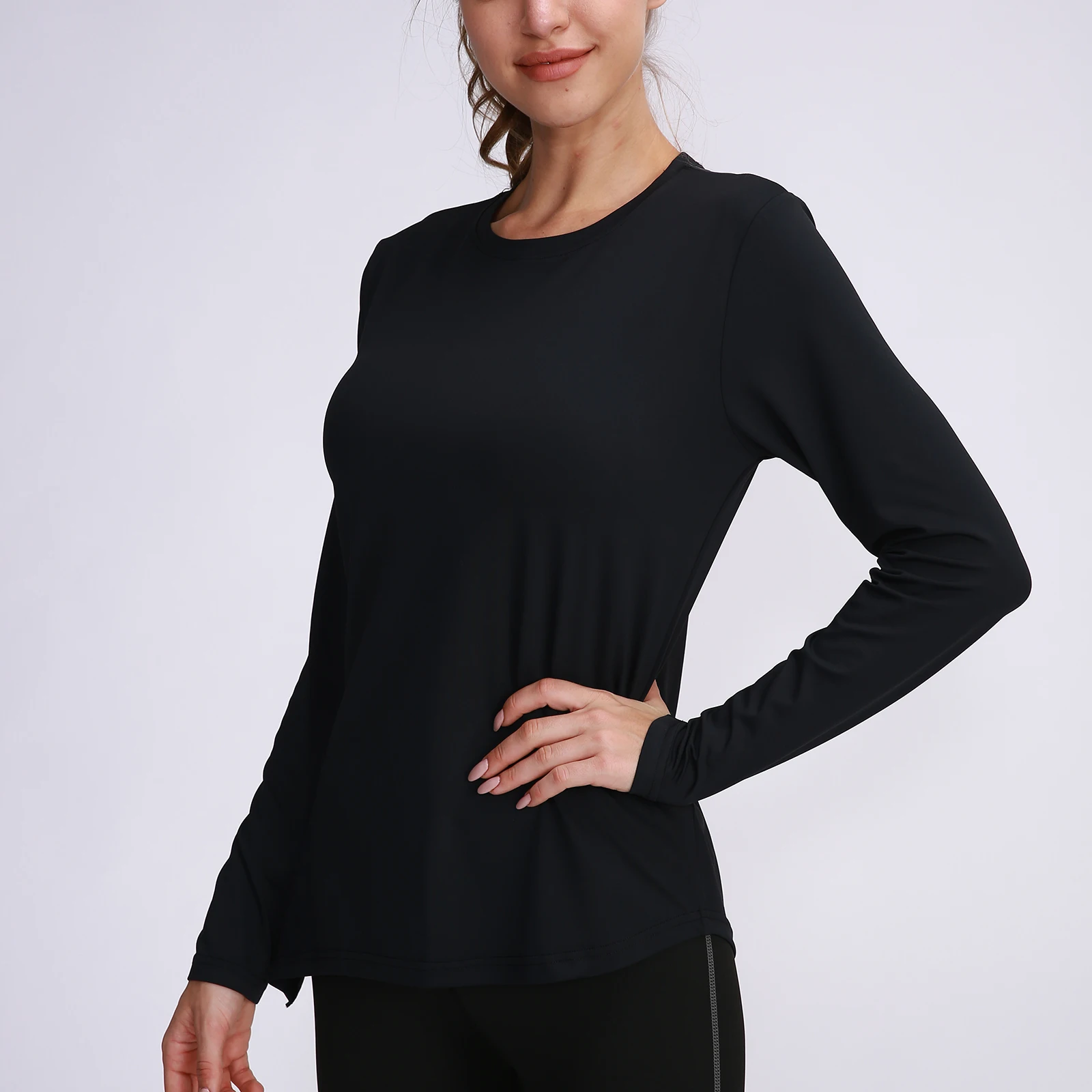 Women Loose Yoga T-Shirts Long Sleeve Fitness Split Bottoming Shirt Running Quick-Drying Workout Tops Blouses Gym Training Tops